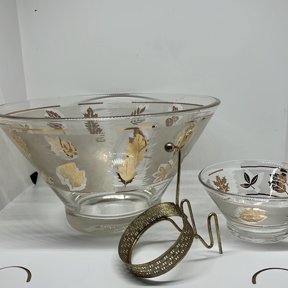 Dining Vintage Libbey Golden Foliage Chip And Dip Set Poshmark